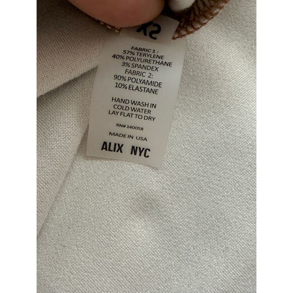 NWT Alix NYC Vegan Leather Midi Dress beige halter side slit bodycon sz XS - Picture 9 of 12